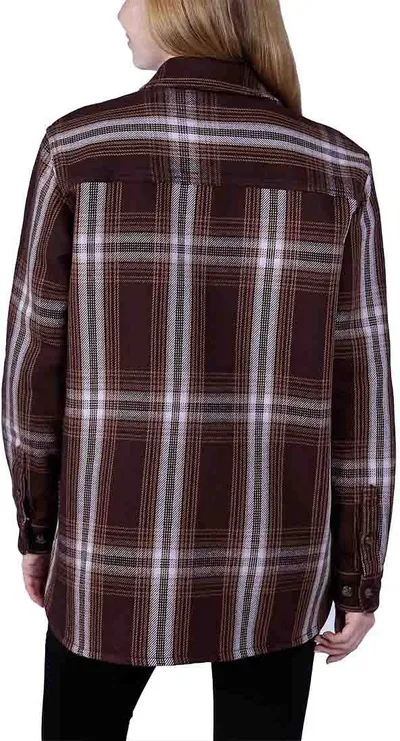 Këmishë grash Carhartt Twill Plaid, përditshme, Dark Brown White, madhësia S - 3