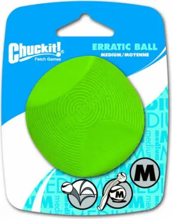 Lodër top për qen Chuckit Erratic Ball Medium, gome natyrale, 6.5 cm, e gjelbër