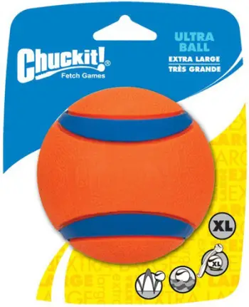 Lodër top për qen Chuckit Ultra Ball, XL 3.5", gomë, portokalli dhe blu