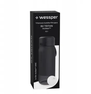 Shishe filtruese uji WESSPER B2 Tritan Actitex, 0.7L, plastike, e zezë