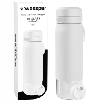 Shishe filtruese Wessper B2 Glass Actitex, 0.7L, xham borosilikat, e bardhë
