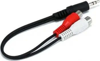Kabllo adapter audio Monoprice 100666, jack 3.5mm mashkull në 2xRCA femër, 15cm, e zezë