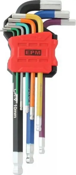 Set çelësa imbus EPM Red Line, 9 copë, kokë sferike, shumëngjyrësh