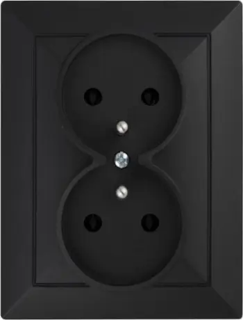 Prizë dyshe e brendshme Abex PT-6P, 16A 250V, me tokëzim, e zezë pearl