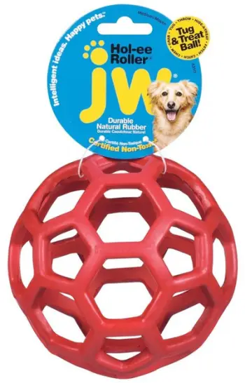 Lodër top për qen JW Pet Hol-ee Roller Medium, gomë natyrale, i gjelbër