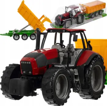 Lodër traktor agrikulturor me rimorkio Bruder 24711, plastikë ABS, i gjelbër