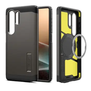 Kllëf telefoni Spigen Tough Armor AI MagFit, për Galaxy S25 Ultra, me kickstand, gunmetal