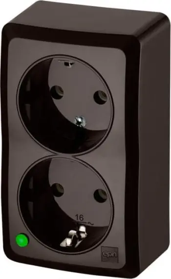 Prizë dyshe sipërfaqësore Elektro-Plast BERG 3738-05, 16A, Schuko, kafe