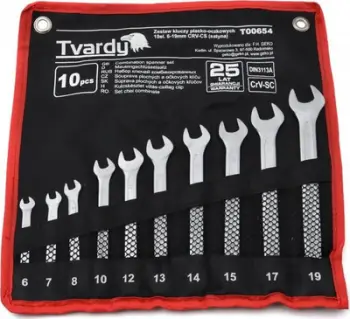 Set çelësa të kombinuar Tvardy T00654, 10 copë, 6-19mm, çelik CRV