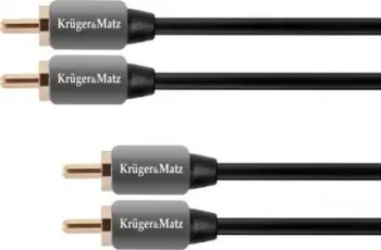 Kabllo audio Kruger&amp;Matz KM0306, RCA x2 në RCA x2, 3m, gri