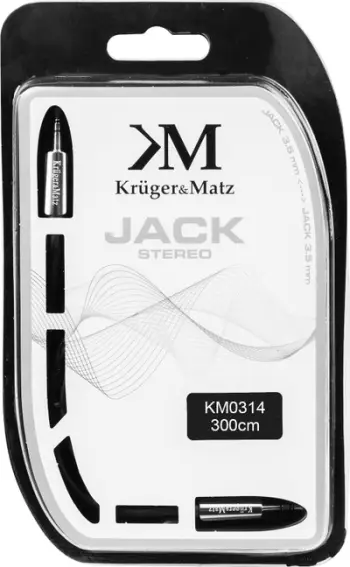Kabllo audio Kruger&amp;Matz KM0314, Jack 3.5mm në Jack 3.5mm, 3m, gri