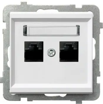 Prizë elektrike Ospel Sonata GPK-2R/K/m/00, 2xRJ45, e bardhë