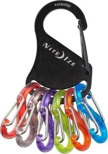 Organizues çelësash Nite Ize KeyRack S-Biner, karabinë çeliku inox, 6 unaza me ngjyra, shumëngjyrësh