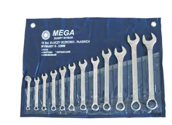 Set çelësash të kombinuar Mega 35112H, 6-22mm, 12 copë, argjendtë