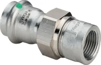 Bashkues inox për tubacione Viega Sanpress Inox Union, me EPDM, me sistem SC Contur, argjendtë