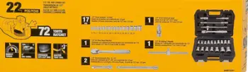 Set çelësa tubash Dewalt, 22 copa, 1/2", në kuti plastike