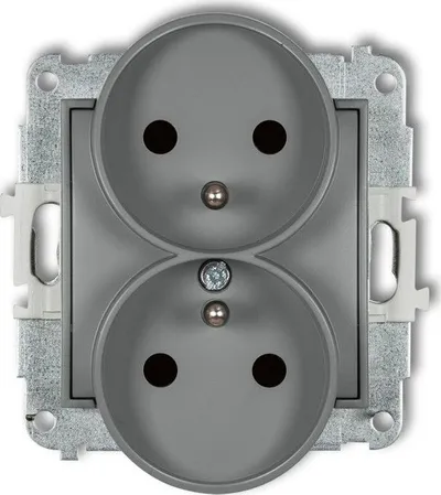 Prizë e dyfishtë Karlik MINI, IP 20, 230 V, e hirtë - 1