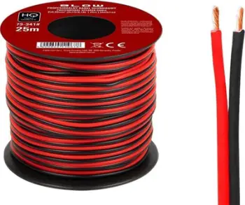 Kabllo audio për boksa 2x0.35mm², 25m, zi kuqe