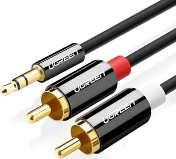 Kabllo audio Ugreen 10591B, Jack 3.5mm në 2x RCA, 5m, e zezë