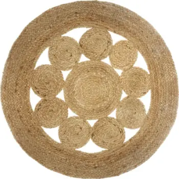 Tapet rrumbullak Atmosphera Round Jute Rug Lace, juta, 80 cm, ngjyrë bezhë