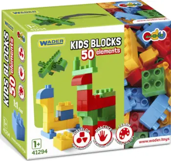 Lodra konstruktore Wader Kids Blocks 41294, 50 blloqe, nga 12 muajsh, shumëngjyrëshe