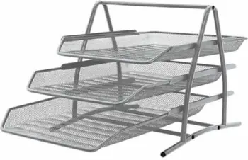 Organizues letra Q-Connect 3 Tier Letter Tray KF00822, 3 nivele, metal, argjendtë