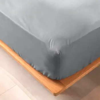 Çarçaf i shtratit dopio Douceur d'intérieur Biolina, 140x190 cm, pambuk organik, taupe