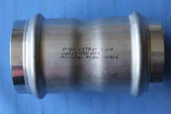 Bashkues presimi SANHA NiroSan Coupling PxP DN 54, çelik inoksi, me unaza EPDM