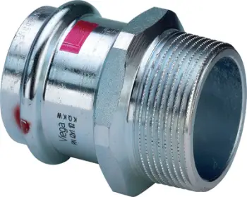 Bashkues tranzicioni Viega Prestabo 559021, 18mm x 3/4" M, çelik i galvanizuar
