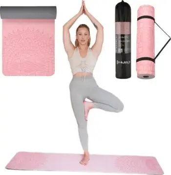 Tapet yoga HMS YM10, TPE, dy shtresa, rozë e hapur