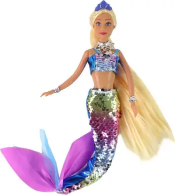 Kukull sirenë Leantoys Blue Mermaid, lodër për fëmijë, blu