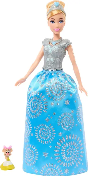 Kukull Disney Princess Cinderella, 32.5 cm, me fustan mbretëror dhe aksesorë, shumëngjyrëshe