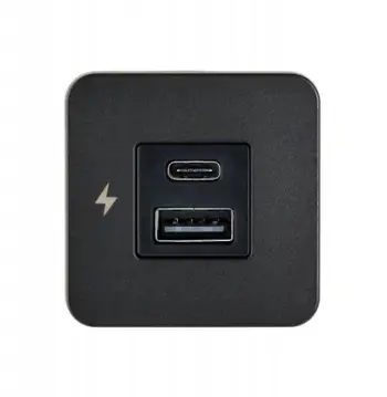 Prizë karikimi detare Scanstrut TILE, USB A USB C, 12V 24V, kornizë e zezë
