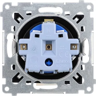 Prizë me çelës Kontakt Simon 54 DATA DGD1.01/49, 16A 250V, montim i fshehtë, e zezë mat - 1