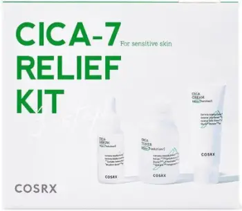 Set CosRx Pure Fit Cica-7, tonik 30 ml + serum 10 ml + krem për fytyrë 15 ml