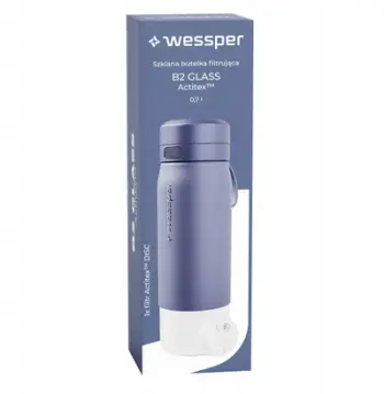 Shishe qelqi Wessper B2 Actitex, 700 ml, filtër uji, pa BPA, blu