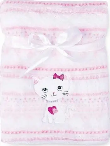 Batanije bebe BabyMatex Ricco, mikrofibër, 75 x 100 cm, e bardhë me rozë