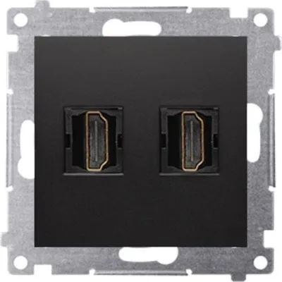 Prizë muri HDMI Kontakt-Simon Simon 54 DGHDMI2.01/49, dy porta HDMI, plastike, e zezë mat - 1