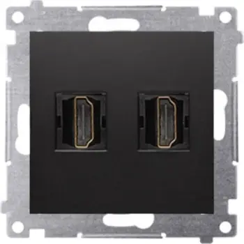 Prizë muri HDMI Kontakt-Simon Simon 54 DGHDMI2.01/49, dy porta HDMI, plastike, e zezë mat