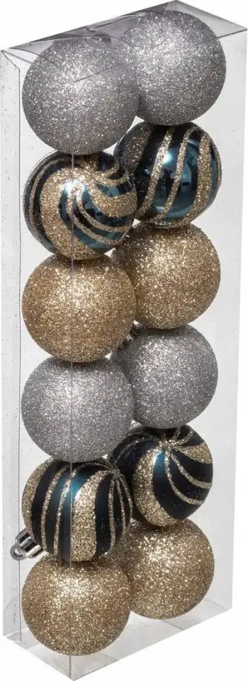 Set dekorata pemë Atmosphera, 12 toptha, 4 cm, shumëngjyrëshe