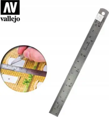 Vizore çeliku Vallejo Tools Steel Ruler, 150mm, inox, argjendtë