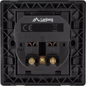 Prizë murale Lanberg, 230V, 1x AC + 2x USB 2.1A, e zezë - 3
