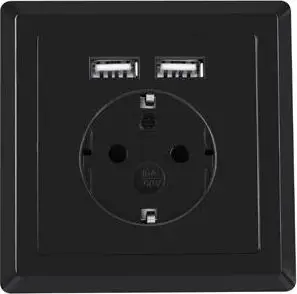 Prizë murale Lanberg, 230V, 1x AC + 2x USB 2.1A, e zezë