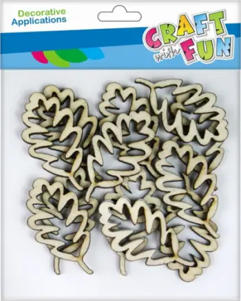Set dekori Craft with Fun, 12 gjethe lisi druri vetëngjitëse, shumëngjyrëshe