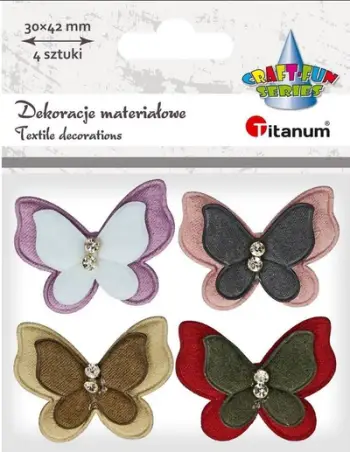 Set dekorativ Titanum Butterflies, aplikacione me zirkon, 4 copë, shumëngjyrësh