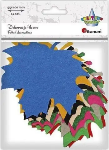 Set dekorativ Titanum Felt Maple Leaves Mix, 12 copë, gjethe panje, shumëngjyrëshe