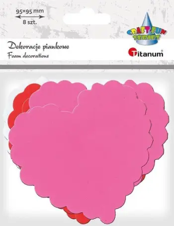 Set dekorimi Titanum Foam Hearts With Frill, 8 copë, zemra shkumëze, shumëngjyrëshe