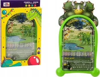Loja tavoline pinball me dinosaurë, me bazament, jeshile