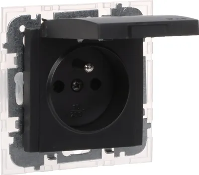 Prizë muri Santra 2P+E 4136-19, 16A 250V, pa kornizë, e zezë - 1