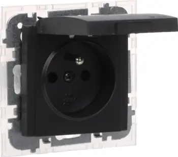Prizë muri Santra 2P+E 4136-19, 16A 250V, pa kornizë, e zezë